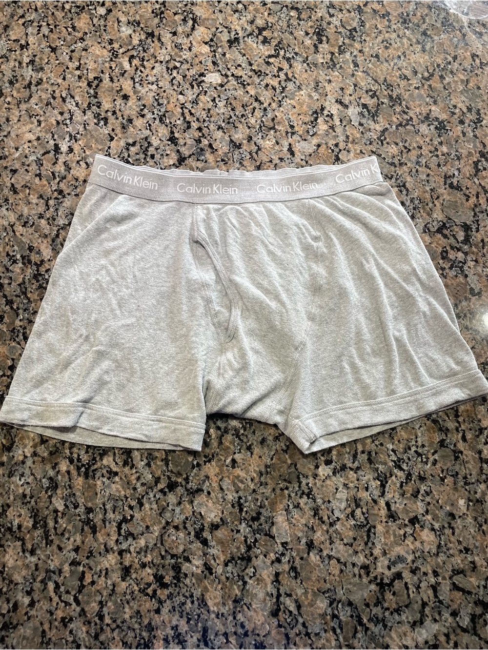 Calvin Klein Men's Heather Gray Boxer Briefs with Logo Waistband